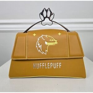 Harry Potter x Fred Segal Hufflepuff Handbag Yellow Faux Leather 9.5" Structured